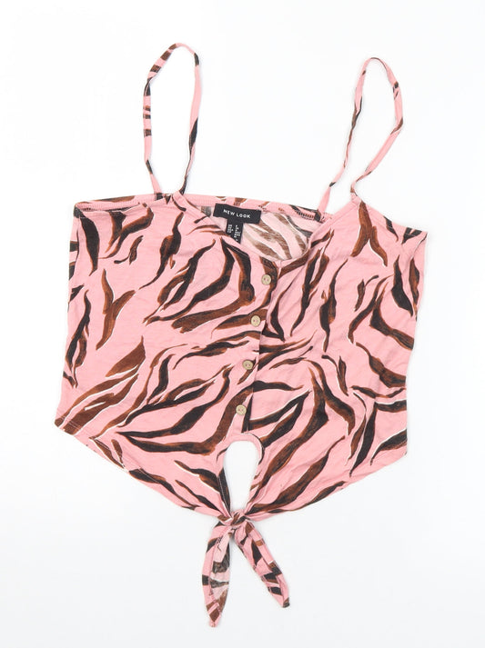 Womens UK Size 8 New Look Pink Cropped Tank