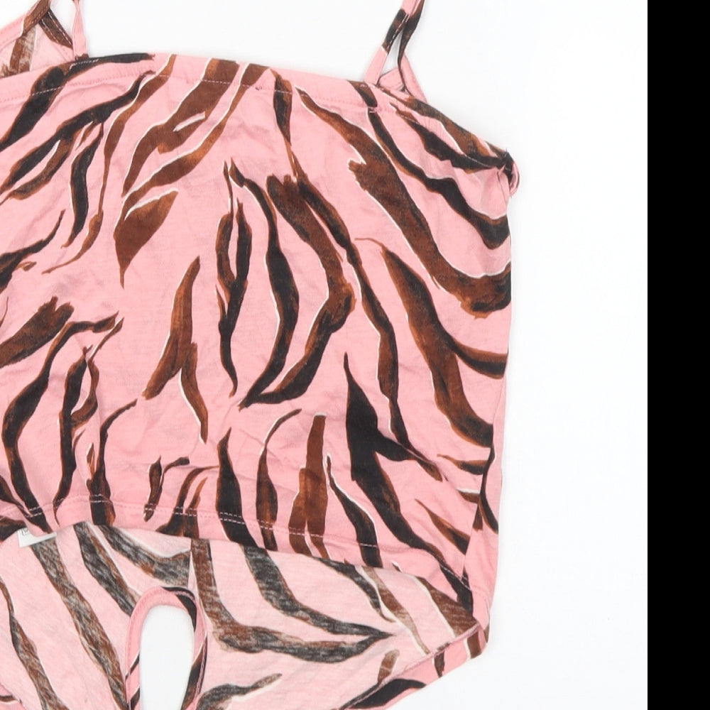 Womens UK Size 8 New Look Pink Cropped Tank