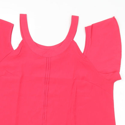 Avon Womens Pink  Polyester Basic Blouse Size 14 Round Neck