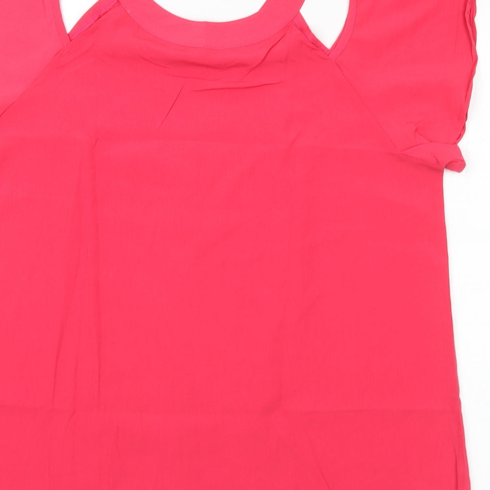 Avon Womens Pink  Polyester Basic Blouse Size 14 Round Neck