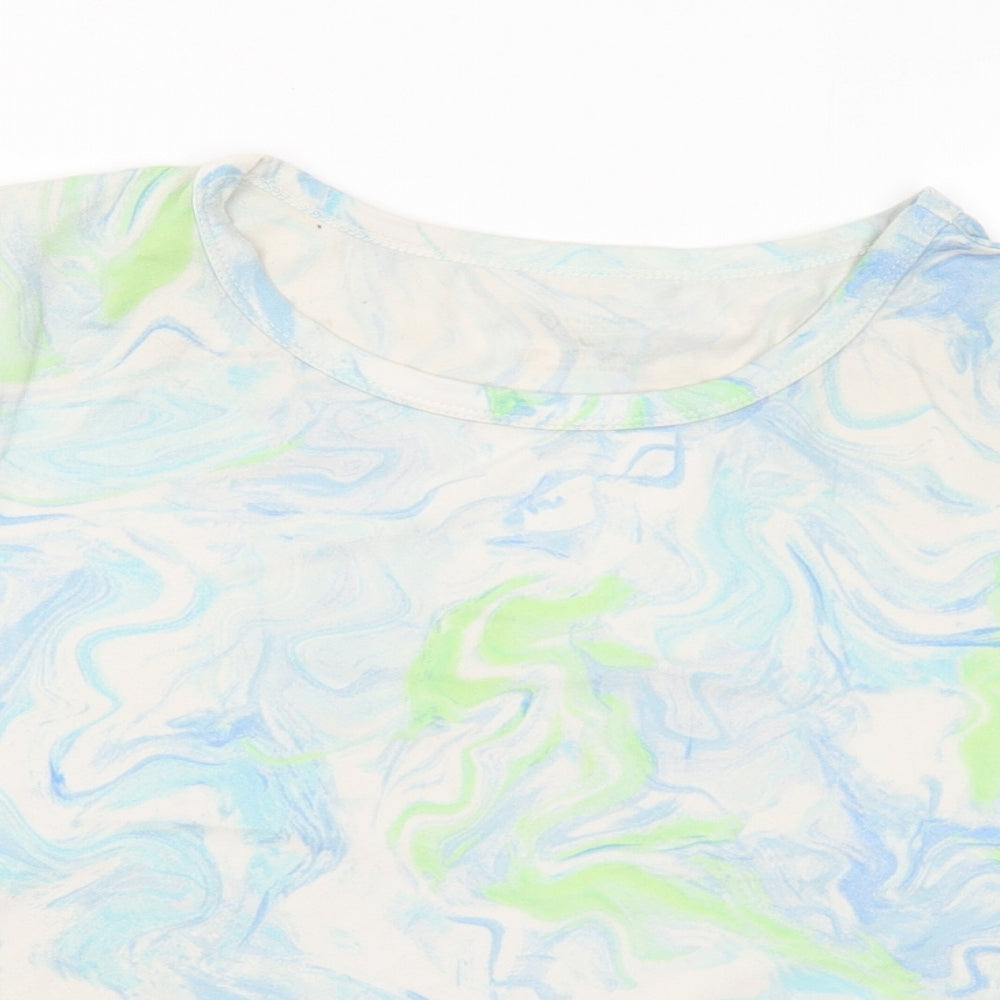 Primark Womens Multicoloured Geometric Polyester Basic T-Shirt Size 14 Round Neck - 14-16