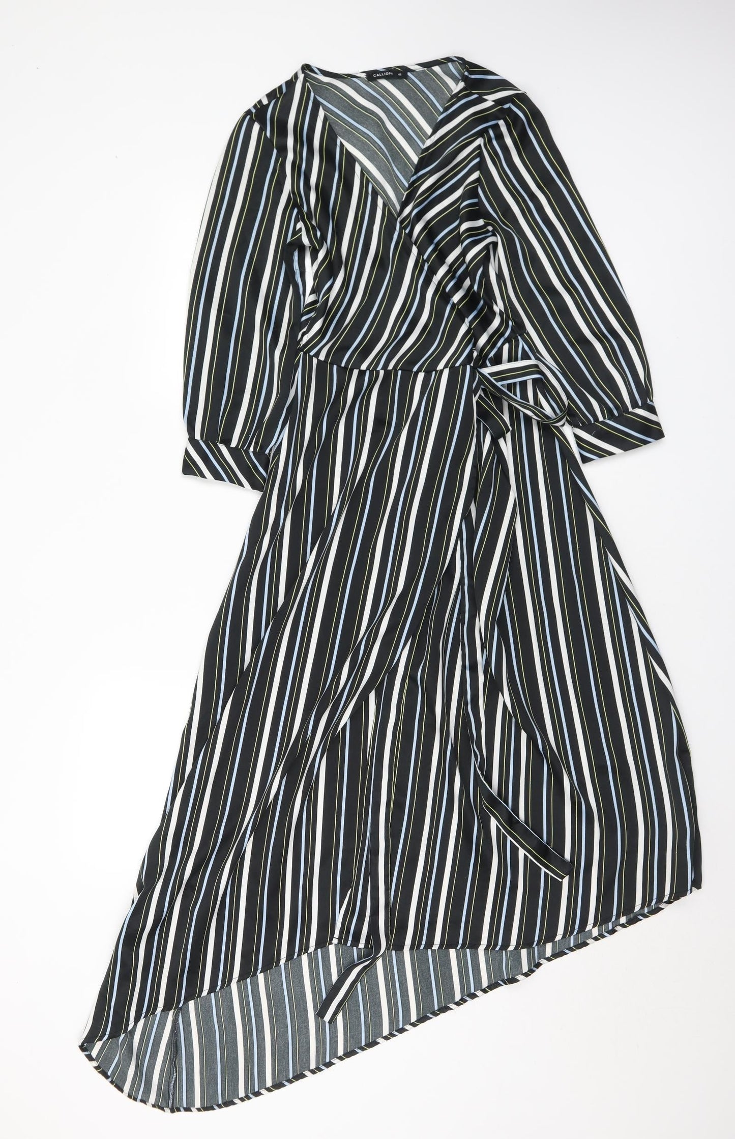 Calliope Womens Multicoloured Striped Polyester Wrap Dress  Size XS  V-Neck