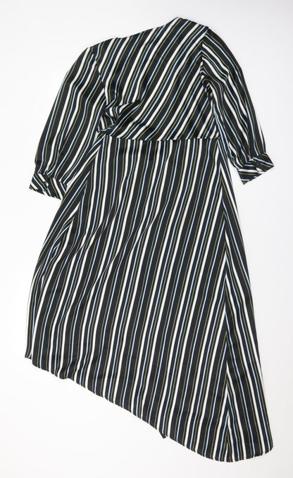 Calliope Womens Multicoloured Striped Polyester Wrap Dress  Size XS  V-Neck
