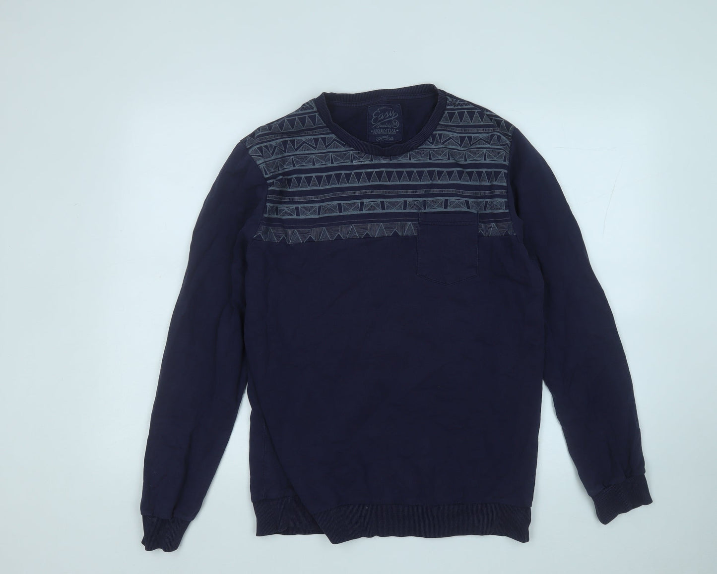 Mens UK Size M Easy Blue Pullover Sweatshirt