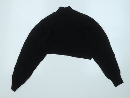 New Look Womens Black Mock Neck  Cotton Pullover Jumper Size M