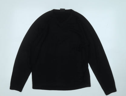 NEXT Mens Black V-Neck  Acrylic Pullover Jumper Size S