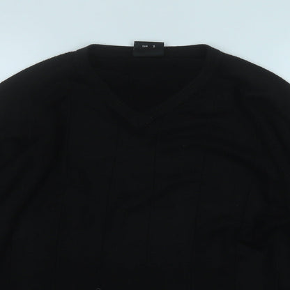NEXT Mens Black V-Neck  Acrylic Pullover Jumper Size S