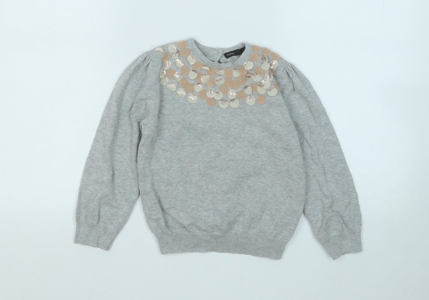 Autograph Girls Grey Round Neck  Acrylic Pullover Jumper Size 6-7 Years