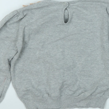 Autograph Girls Grey Round Neck  Acrylic Pullover Jumper Size 6-7 Years