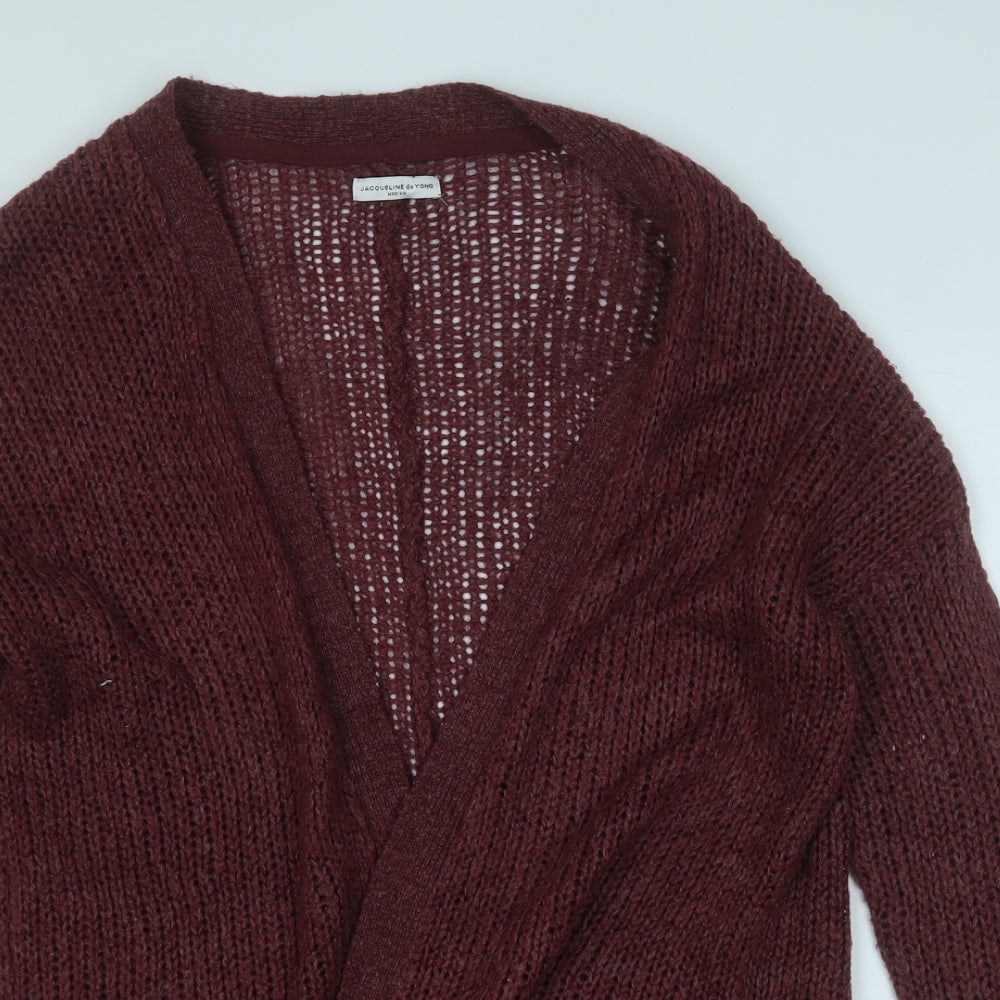 Jacquelin Exclusive Womens Purple V-Neck  Acrylic Cardigan Jumper Size M