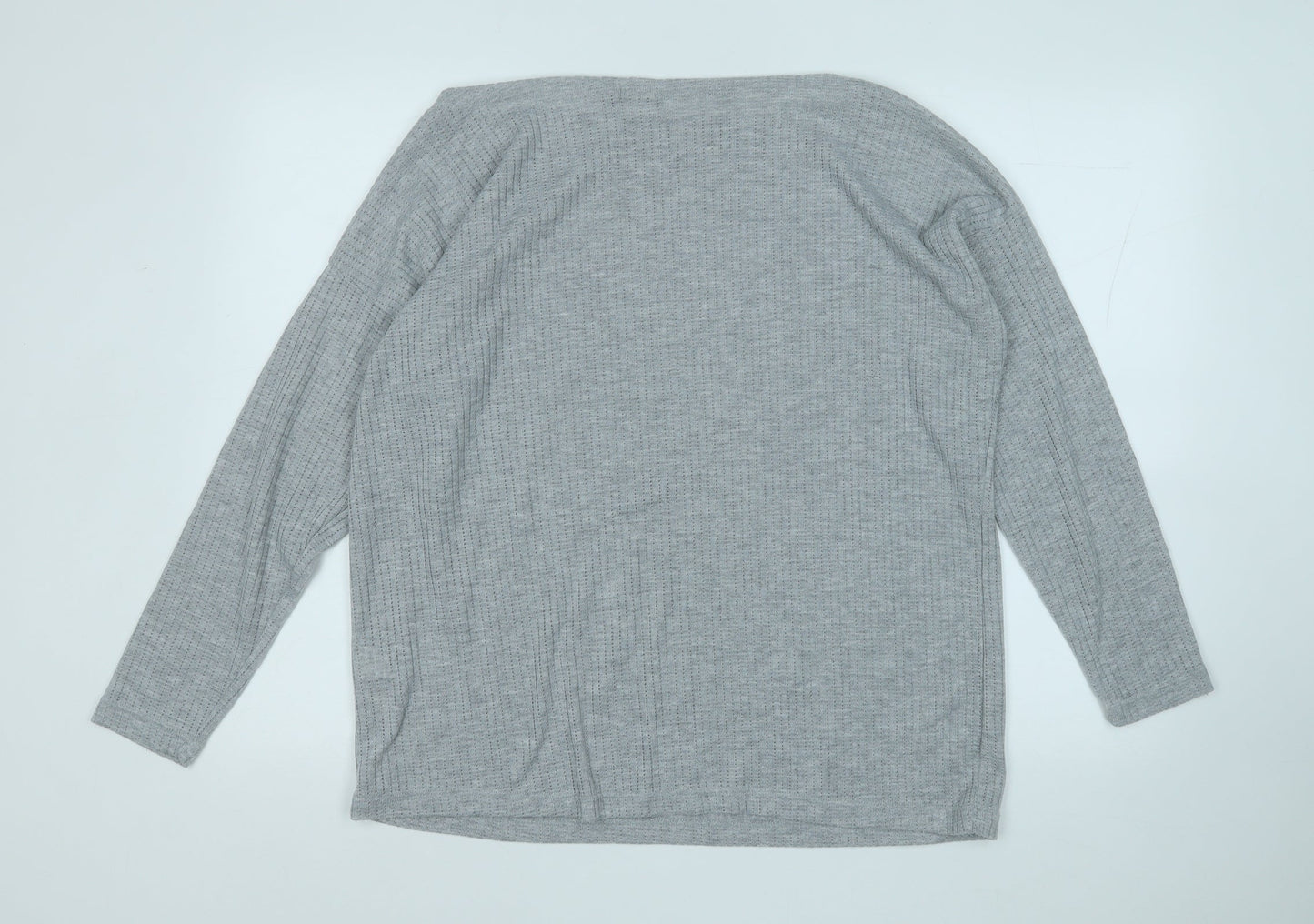 Boohoo Womens Grey Round Neck  Polyester Pullover Jumper Size 16