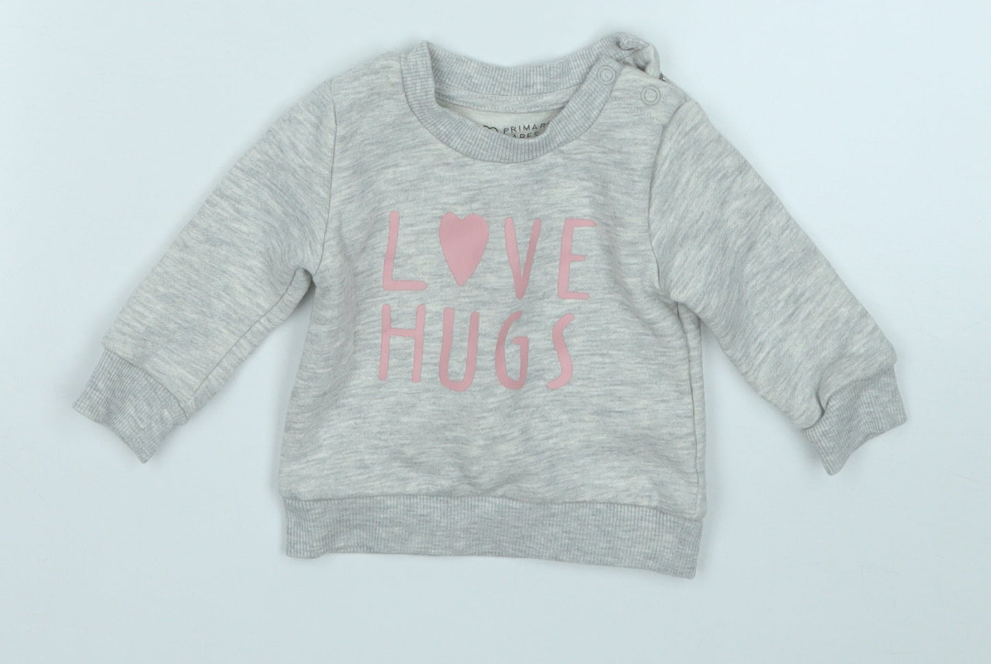 Primark Girls Grey  Cotton Pullover Jumper Size 0-3 Months   - Love Hugs