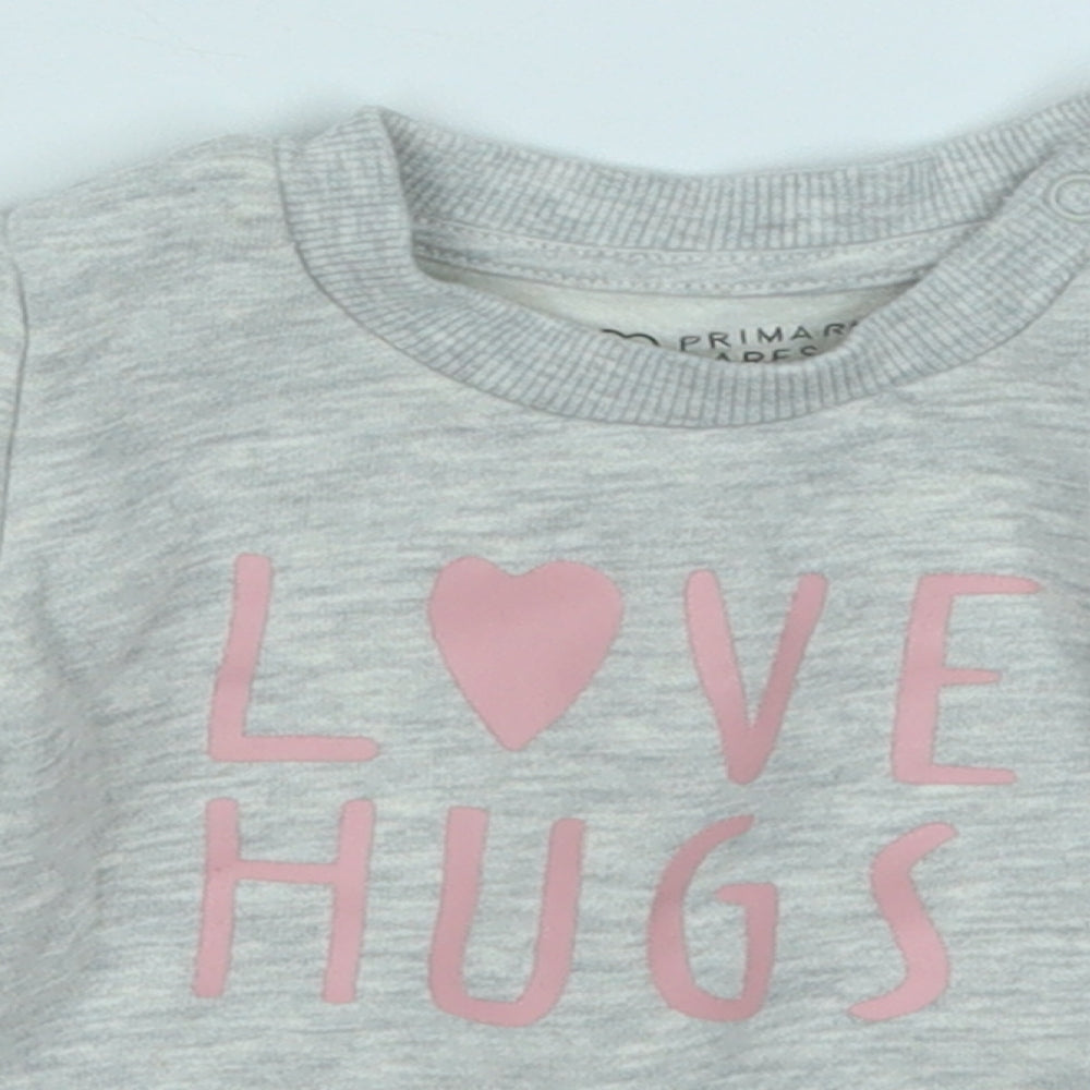 Primark Girls Grey  Cotton Pullover Jumper Size 0-3 Months   - Love Hugs