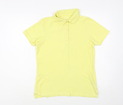 Dunnes Stores Mens Yellow  Cotton  Polo Size S Collared Button