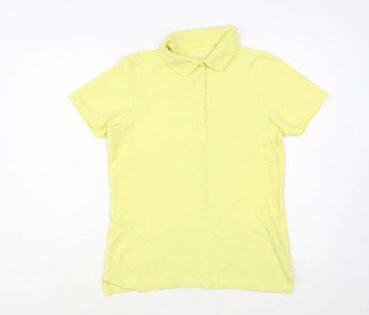 Dunnes Stores Mens Yellow  Cotton  Polo Size S Collared Button