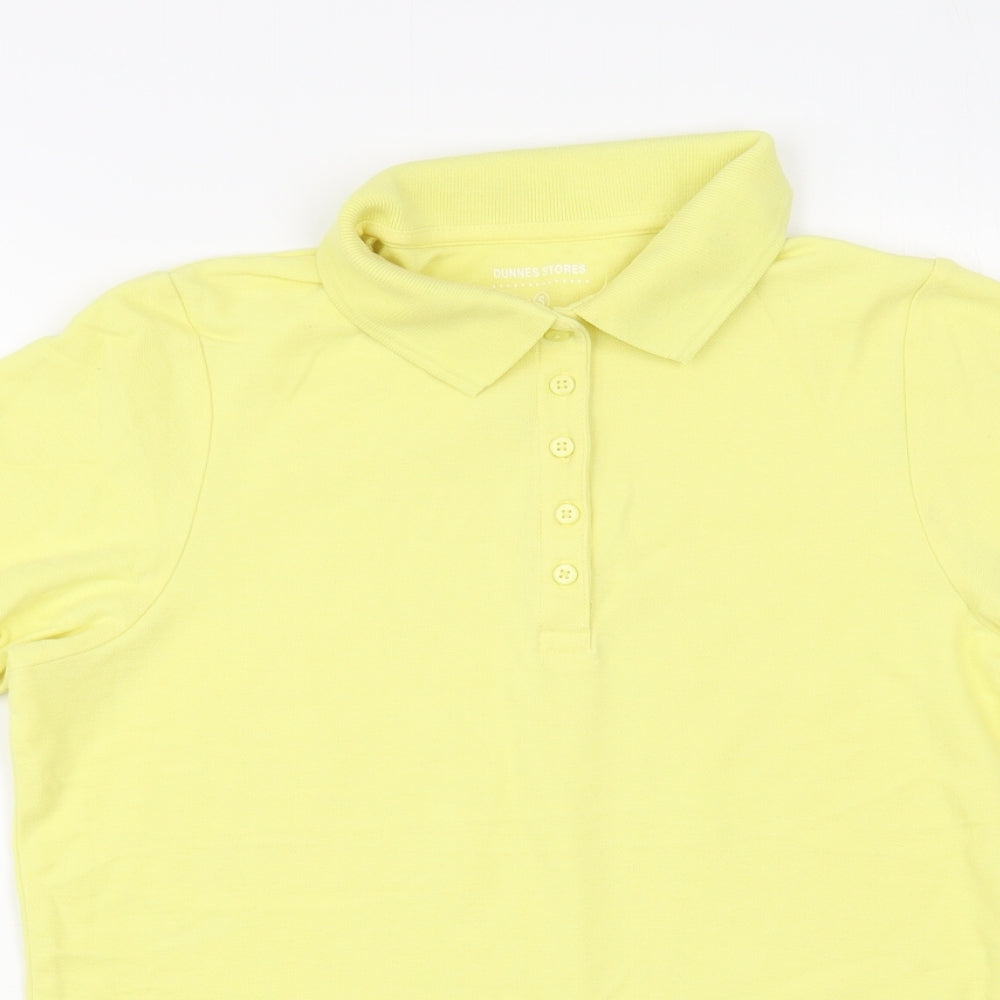 Dunnes Stores Mens Yellow  Cotton  Polo Size S Collared Button