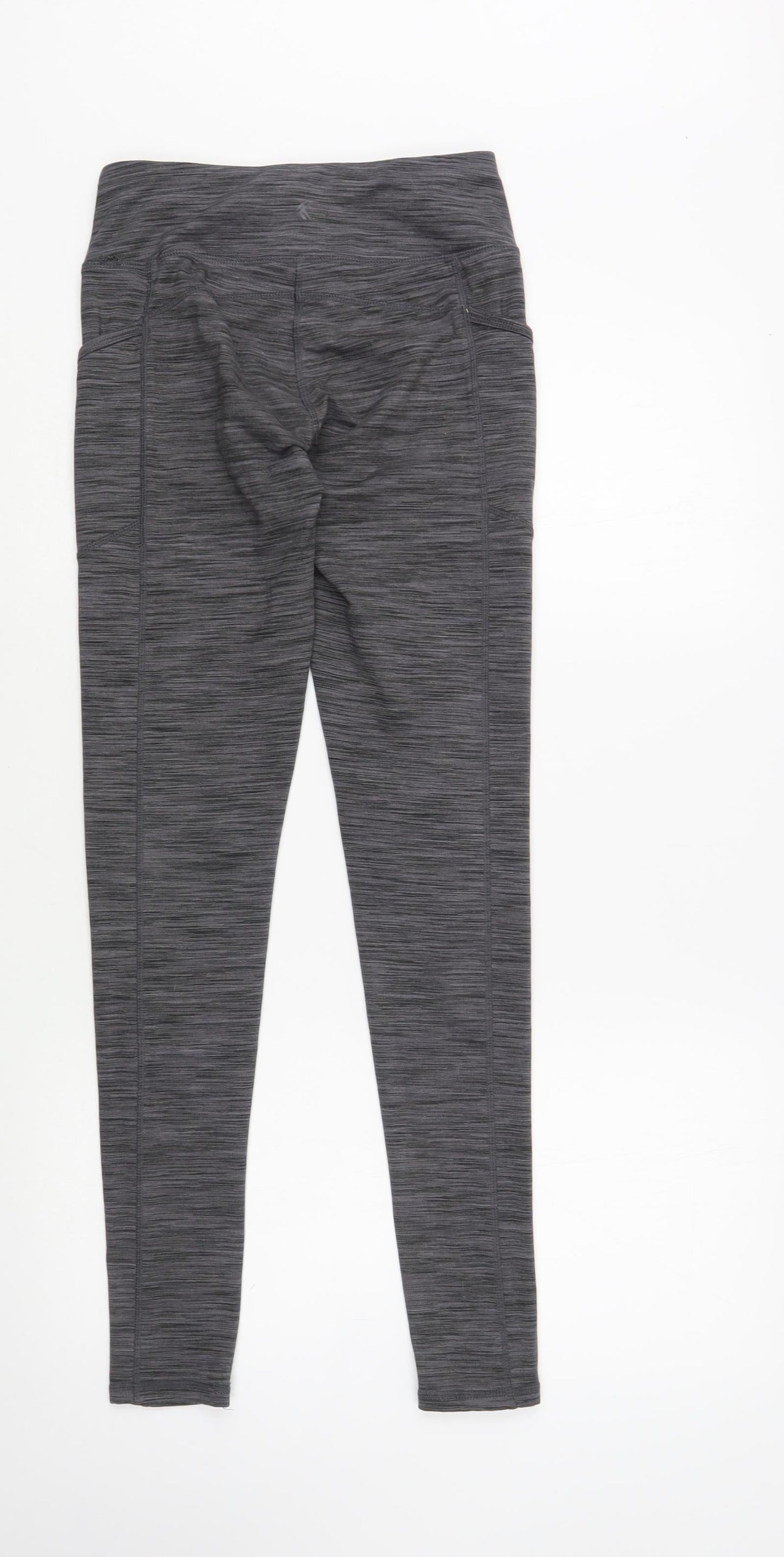 Preworn Womens Grey Striped Polyester Compression Leggings Size XS L29 in Regular