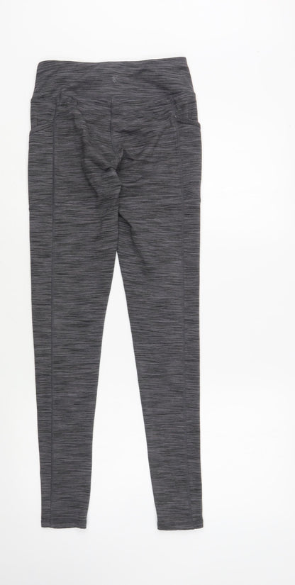 Preworn Womens Grey Striped Polyester Compression Leggings Size XS L29 in Regular