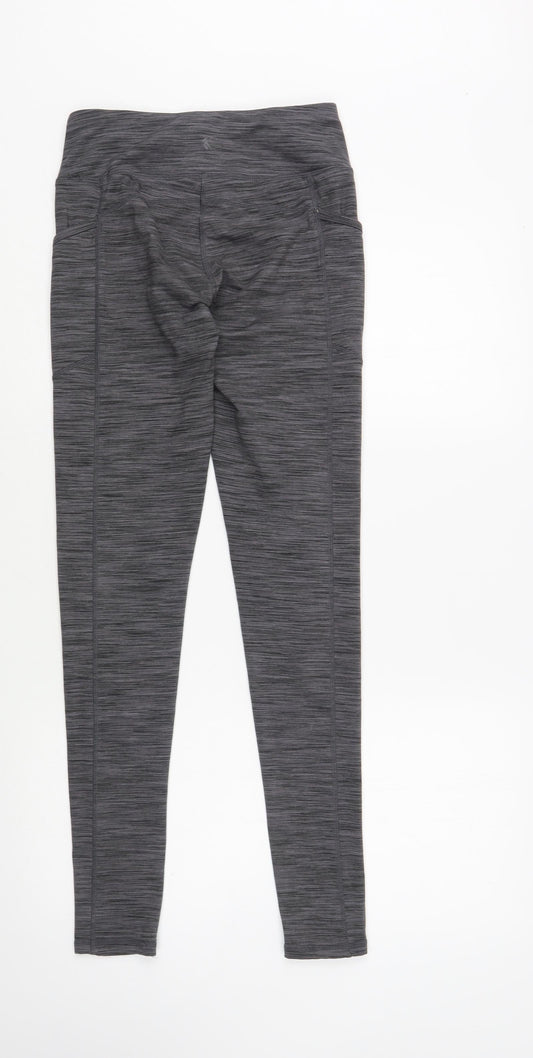 Preworn Womens Grey Striped Polyester Compression Leggings Size XS L29 in Regular