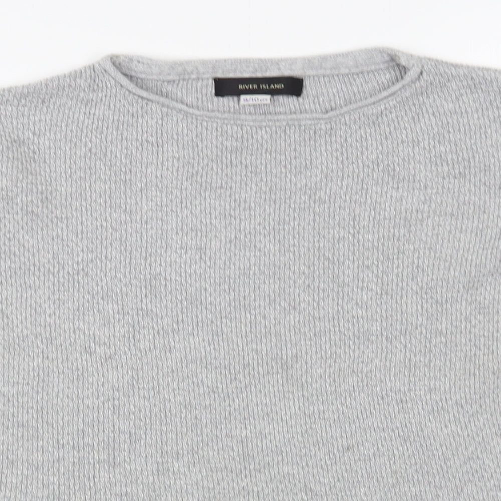 River Island Girls Grey Crew Neck  Acrylic Pullover Jumper Size 9-10 Years  Pullover
