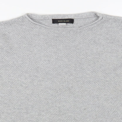 River Island Girls Grey Crew Neck  Acrylic Pullover Jumper Size 9-10 Years  Pullover