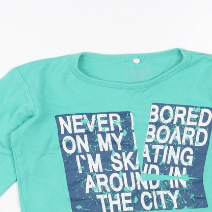 Name It  Boys Green  Cotton Pullover T-Shirt Size 7-8 Years Crew Neck Pullover