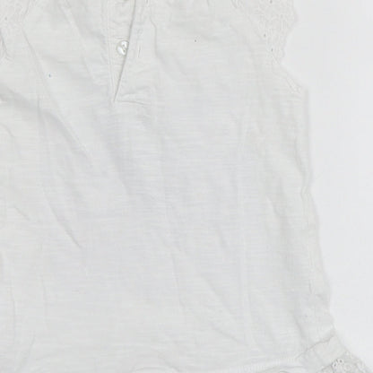 Dunnes Stores Girls White Geometric Cotton Basic T-Shirt Size 12-18 Months Round Neck