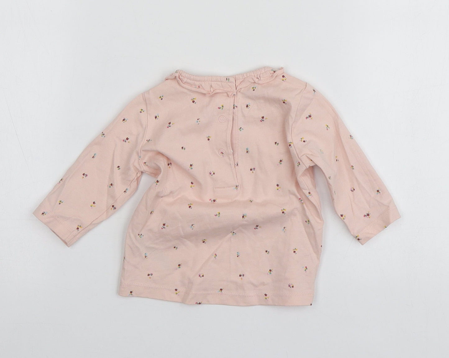 NEXT Girls Pink Geometric Cotton Basic T-Shirt Size 3-6 Months Round Neck