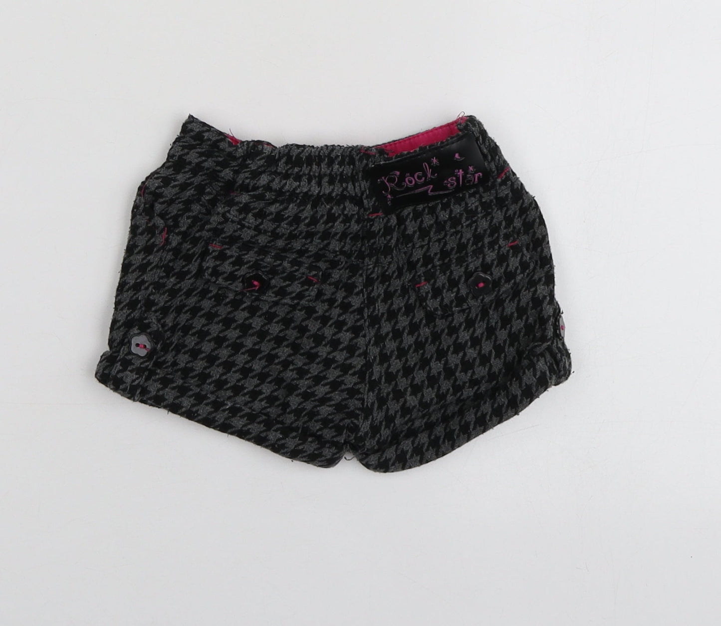 Dunnes Stores Girls Black Herringbone Polyester Capri Trousers Size 9-12 Months   - Shorts Girl