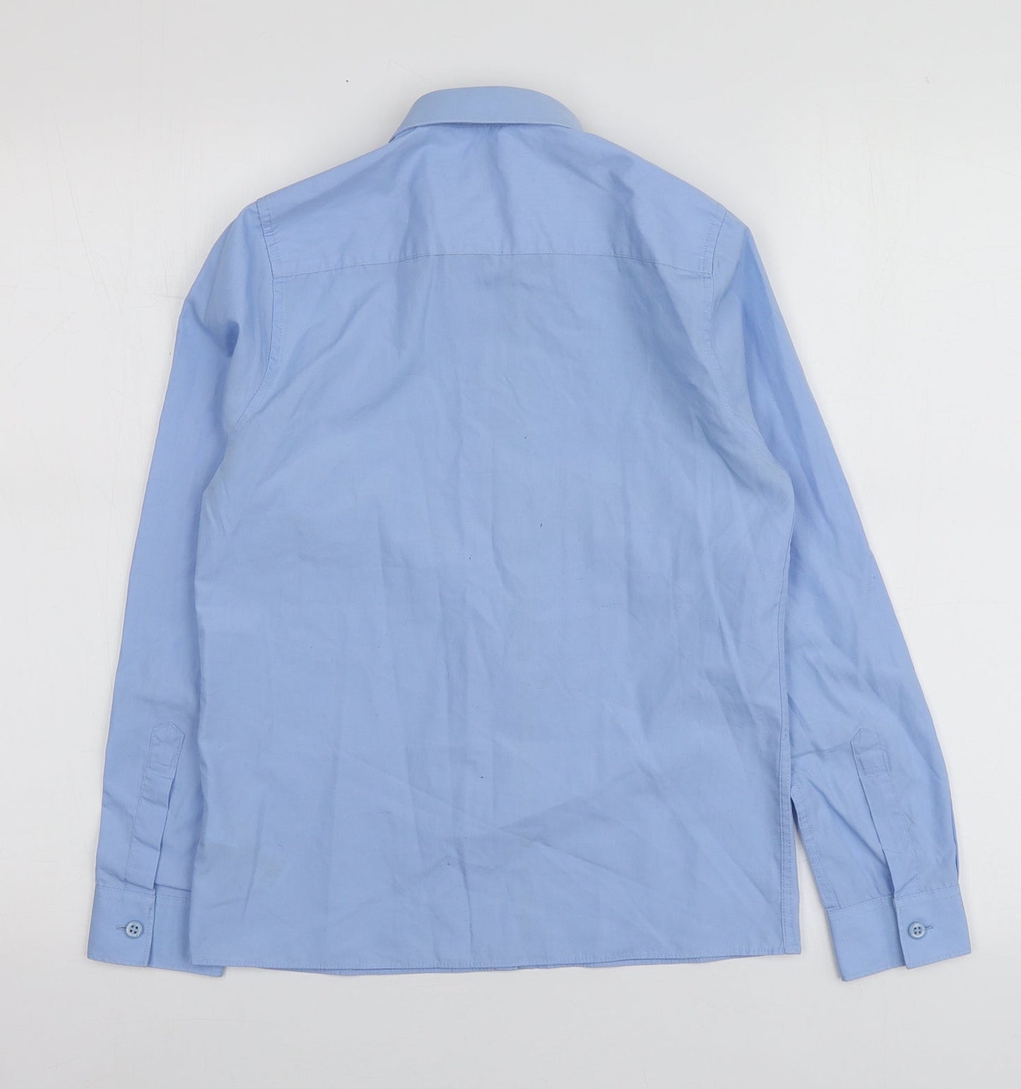 M&S Boys Blue  Polyester Basic Button-Up Size 11-12 Years Collared