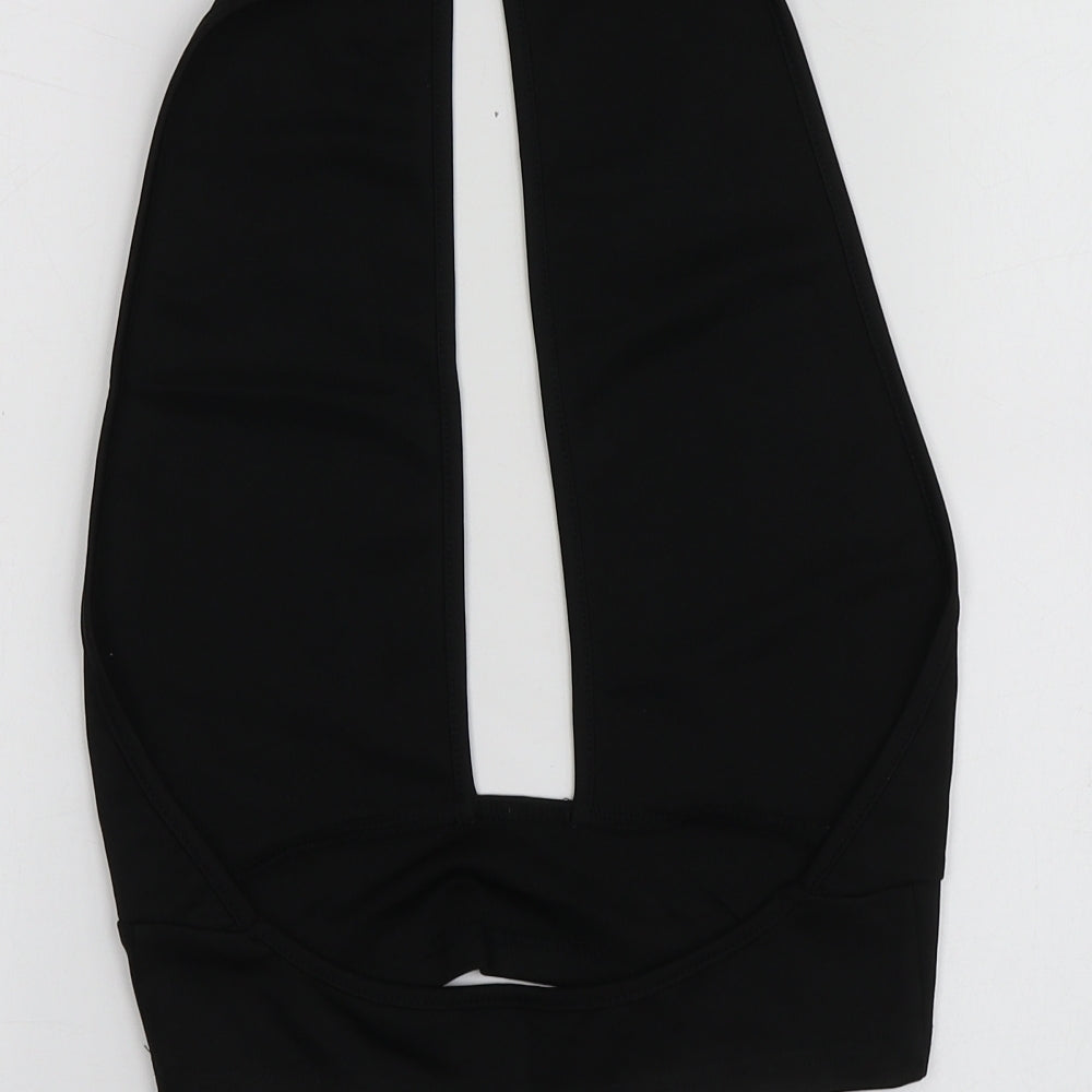 SheIn Womens Black  Polyester Basic T-Shirt Size S V-Neck