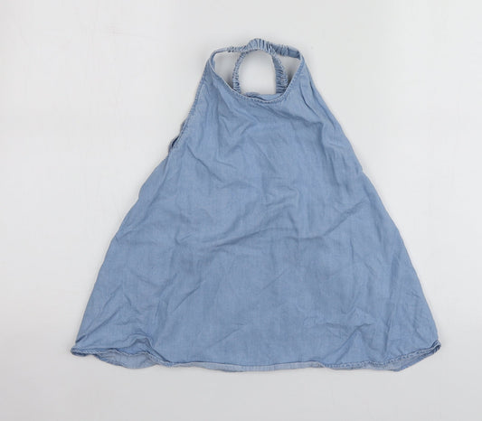 Womens UK Size XS Mango Blue Basic T-Shirt