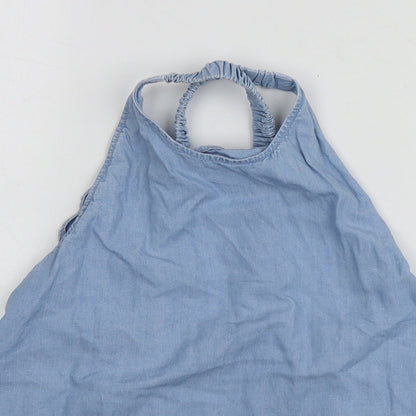 Womens UK Size XS Mango Blue Basic T-Shirt
