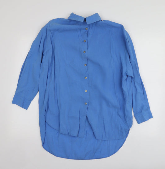 Womens UK Size 8 New Look Blue Basic Button-Up