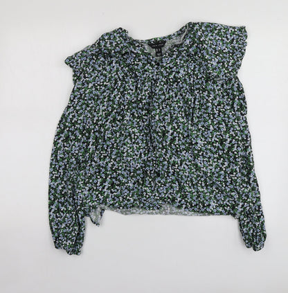 New Look Womens Multicoloured Floral Viscose Basic Button-Up Size 8 Round Neck