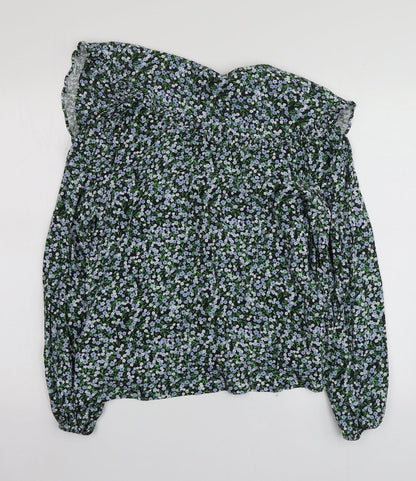 New Look Womens Multicoloured Floral Viscose Basic Button-Up Size 8 Round Neck