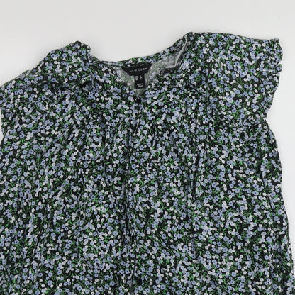 New Look Womens Multicoloured Floral Viscose Basic Button-Up Size 8 Round Neck