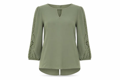 Market & Spruce Womens Gold  Polyester Basic Blouse Size S Round Neck
