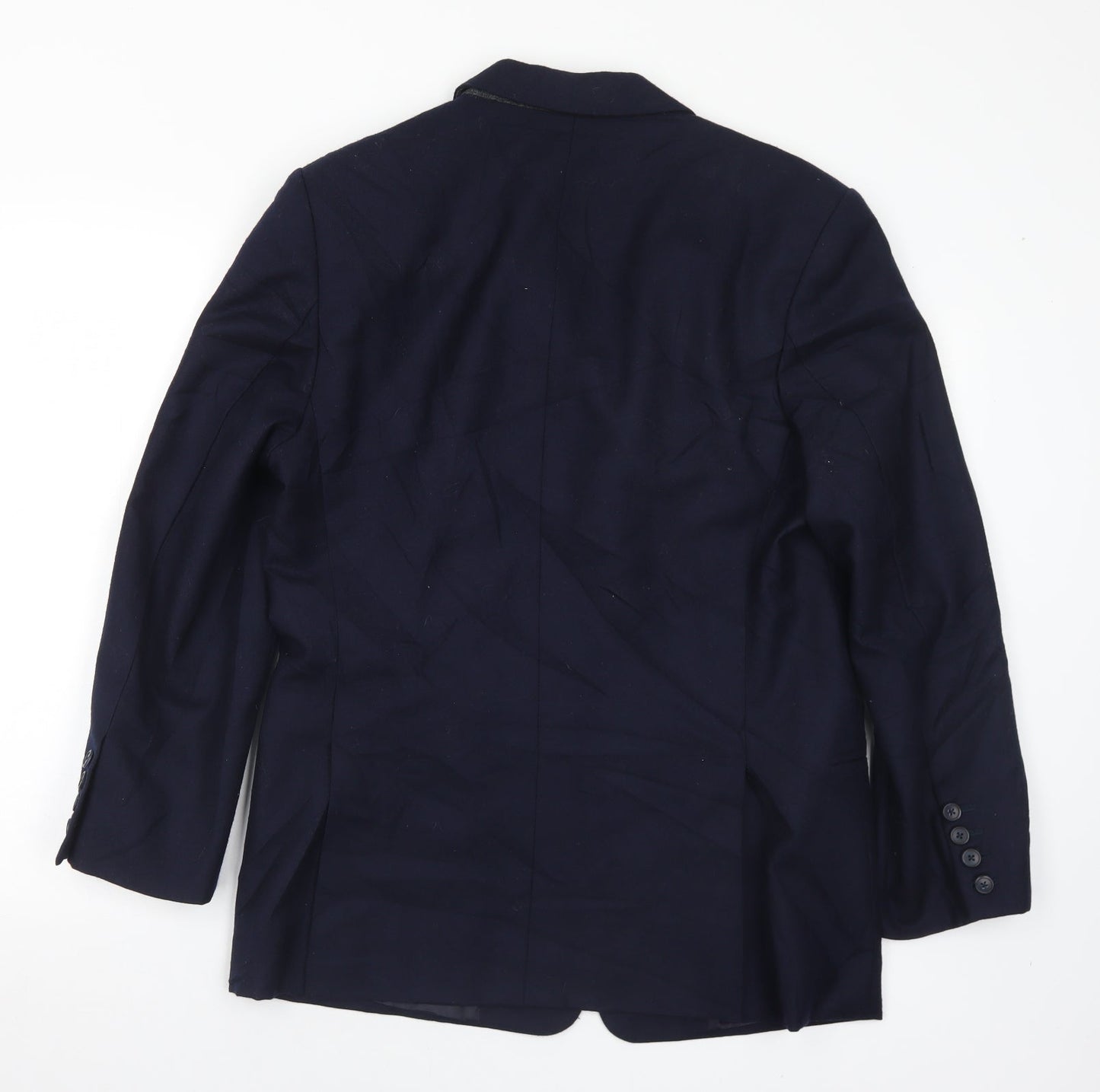 James Fashion Mens Blue  Polyester Jacket Suit Jacket Size 36
