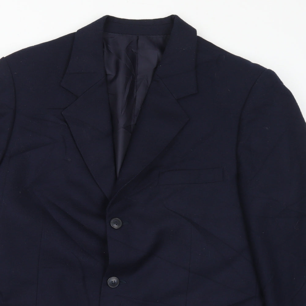 James Fashion Mens Blue  Polyester Jacket Suit Jacket Size 36