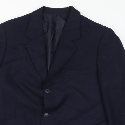James Fashion Mens Blue  Polyester Jacket Suit Jacket Size 36