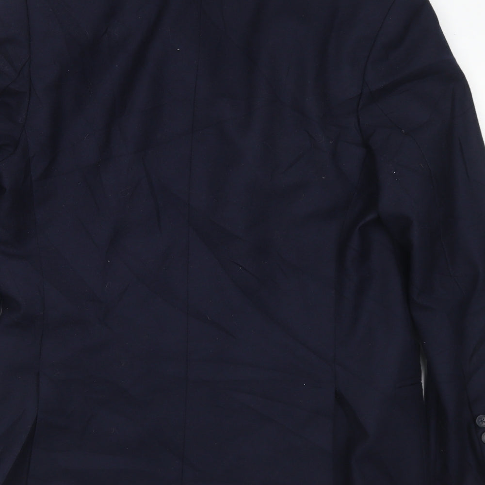 James Fashion Mens Blue  Polyester Jacket Suit Jacket Size 36