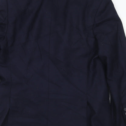 James Fashion Mens Blue  Polyester Jacket Suit Jacket Size 36