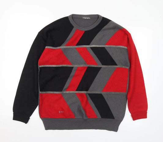 Gabicci Womens Multicoloured Crew Neck Geometric Acrylic Pullover Jumper Size M