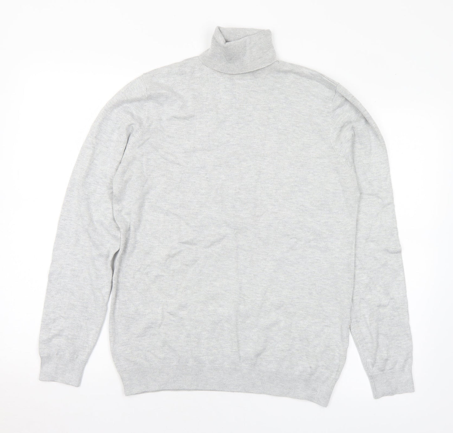 Pull&Bear Mens Grey Roll Neck  Viscose Pullover Jumper Size M