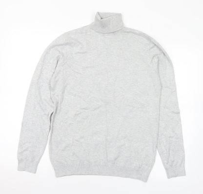 Pull&Bear Mens Grey Roll Neck  Viscose Pullover Jumper Size M