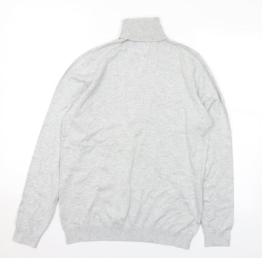 Pull&Bear Mens Grey Roll Neck  Viscose Pullover Jumper Size M
