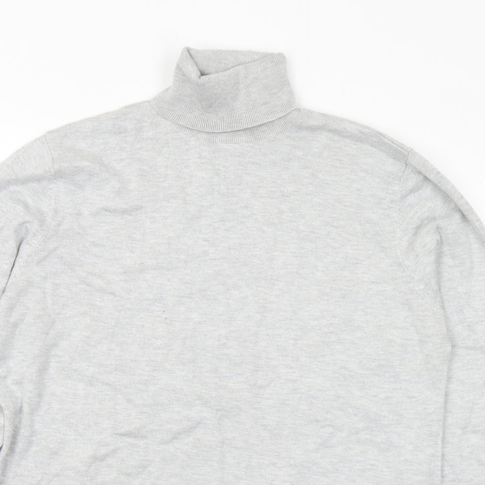 Pull&Bear Mens Grey Roll Neck  Viscose Pullover Jumper Size M