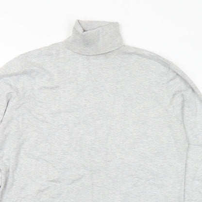 Pull&Bear Mens Grey Roll Neck  Viscose Pullover Jumper Size M