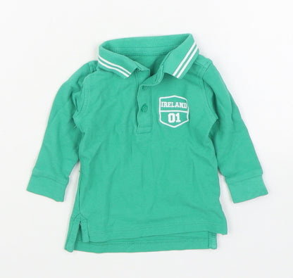 Dunnes Boys Green  100% Cotton Basic Polo Size 3-6 Months Collared Pullover - Ireland